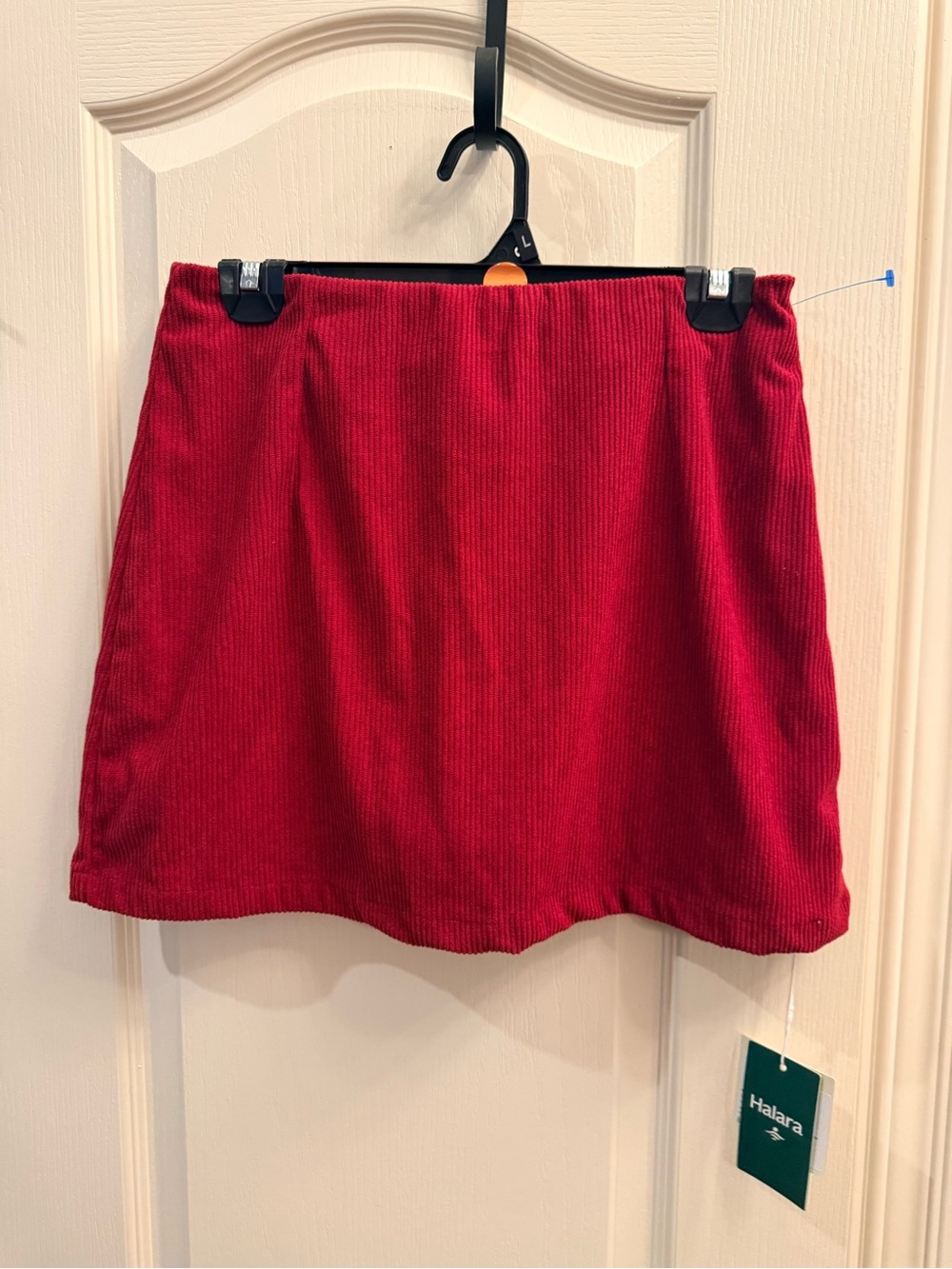 Halara Red Corduroy Mini Skirt. Size Medium